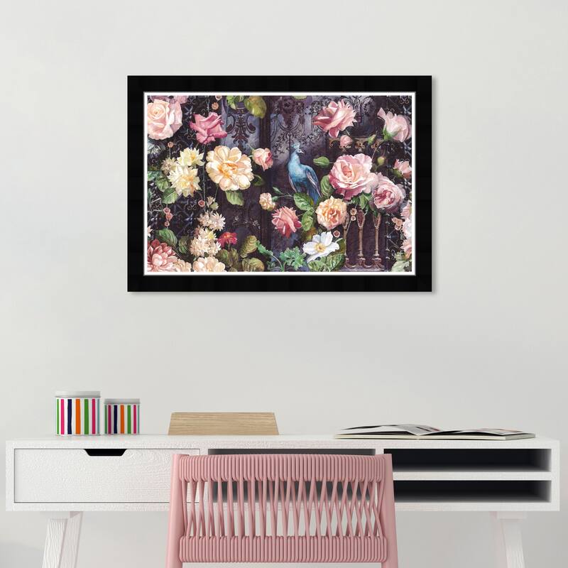 Wynwood Studio Prints Floral and Botanical Magical atmosphere Pink and Cream White Traditional Wall Art Canvas Print - Black
