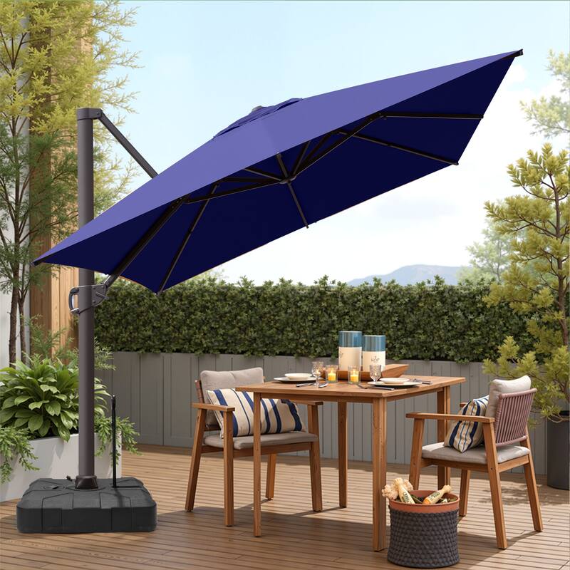 VredHom 10 x 13 Ft Outdoor Wind Vent Cantilever Patio Umbrella with Rod Base
