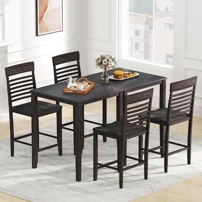 Gymax 5 PCS Counter-Height Dining Table Set for 4 Square Kitchen Table