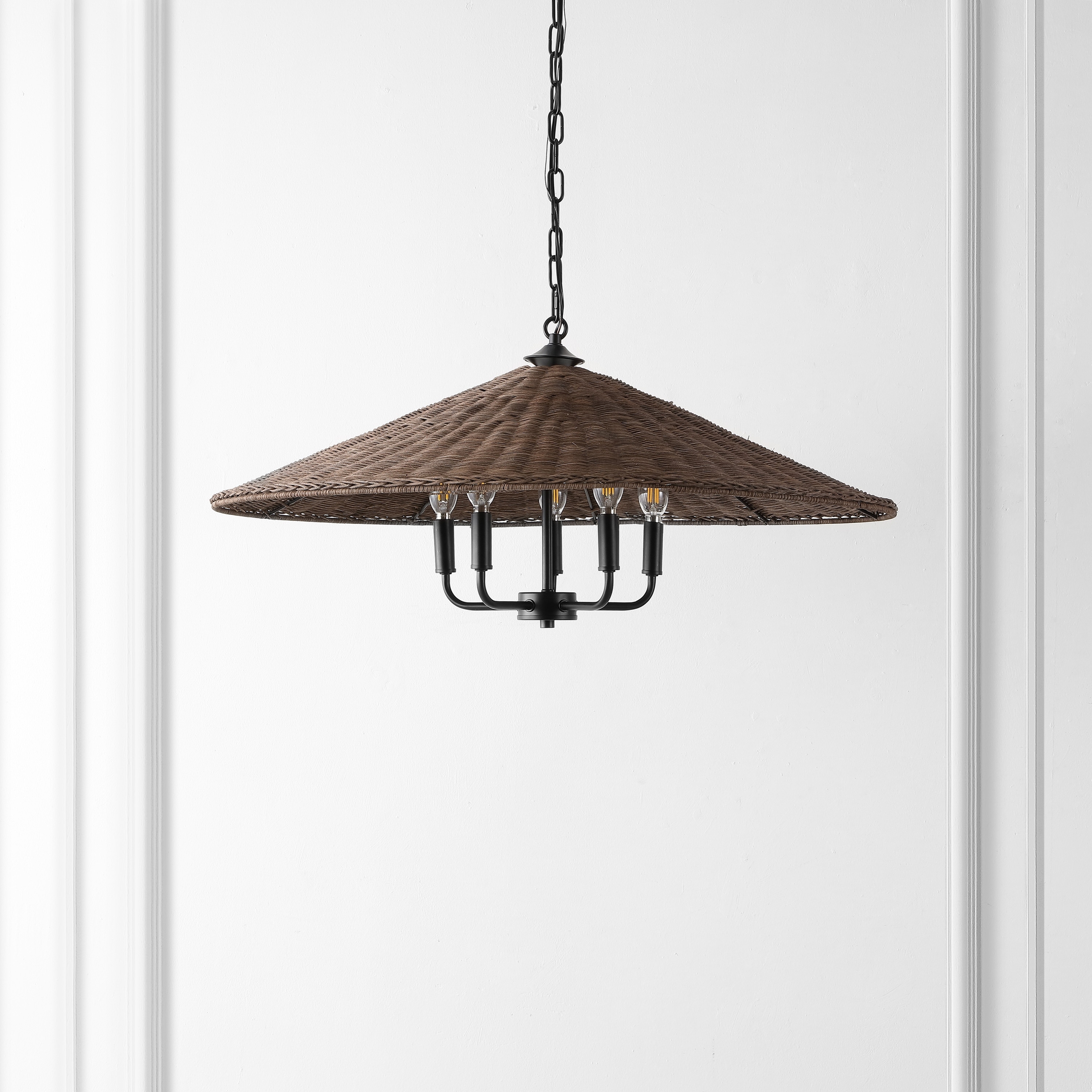 SAFAVIEH Lighting Aureliea Tropical Black Pendant Light, 30-Inch - Black/Brown - 30Wx30Dx76H