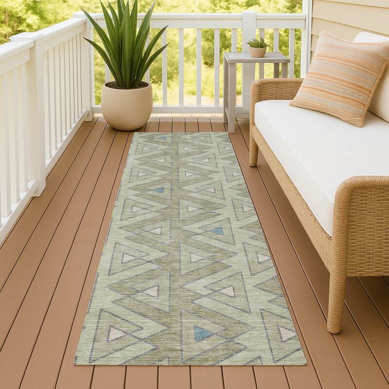 Machine Washable Indoor/ Outdoor Global Lyons Chantille Rug - Celery - 2'3" x 7'6"