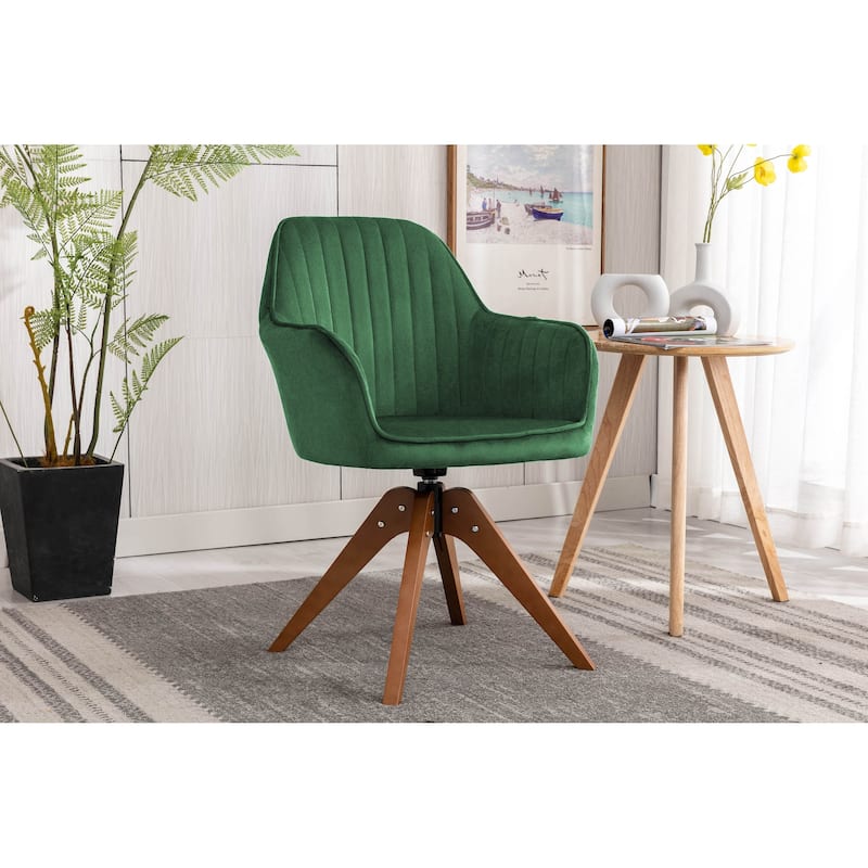 Porthos Home Oana Velvet/ Beechwood Swivel Dining Chair