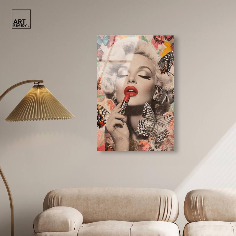 Iconic Lady Butterfly Collage Acrylic by Art Remedy, Ready to Hang