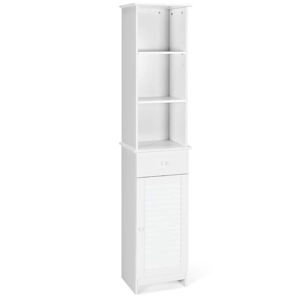 Costway Bathroom Tall Storage Cabinet Freestanding Linen Tower w/ Open - See Details