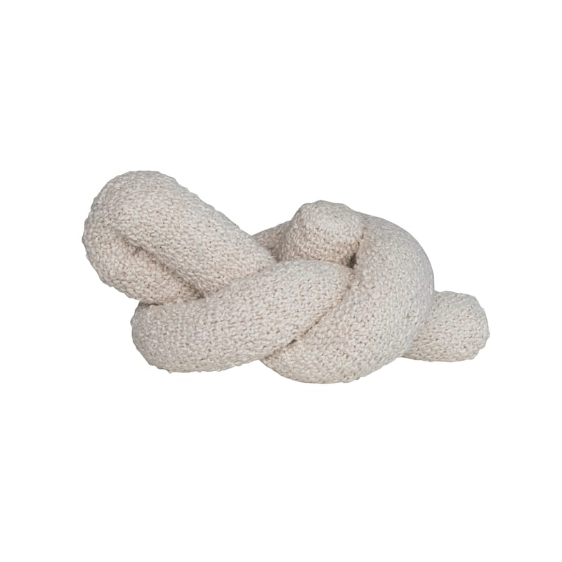 Woven Cotton Boucle Knot Design Pillow - 22.0"L x 9.0"W x 7.0"H - Cream