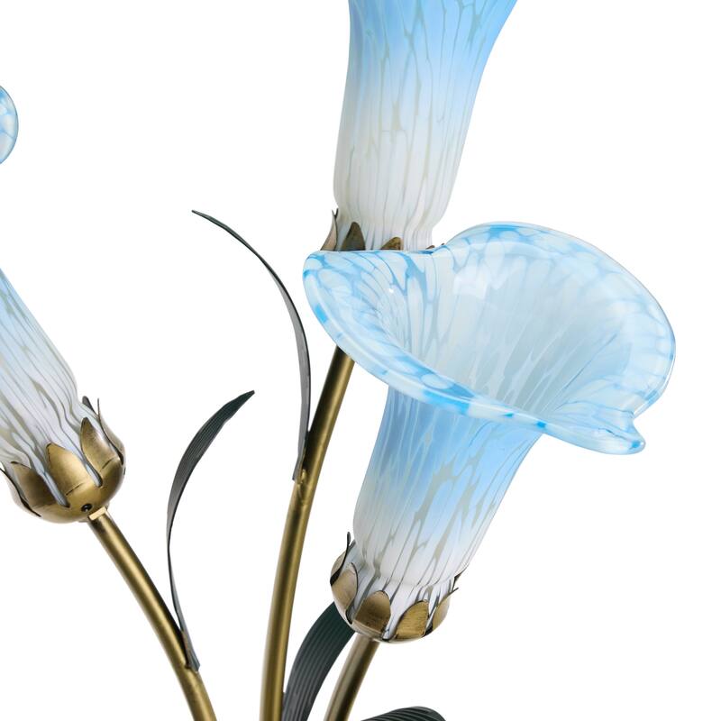 River of Goods Bronze Metal and Glass 3-Shade Calla Lily Table Lamp