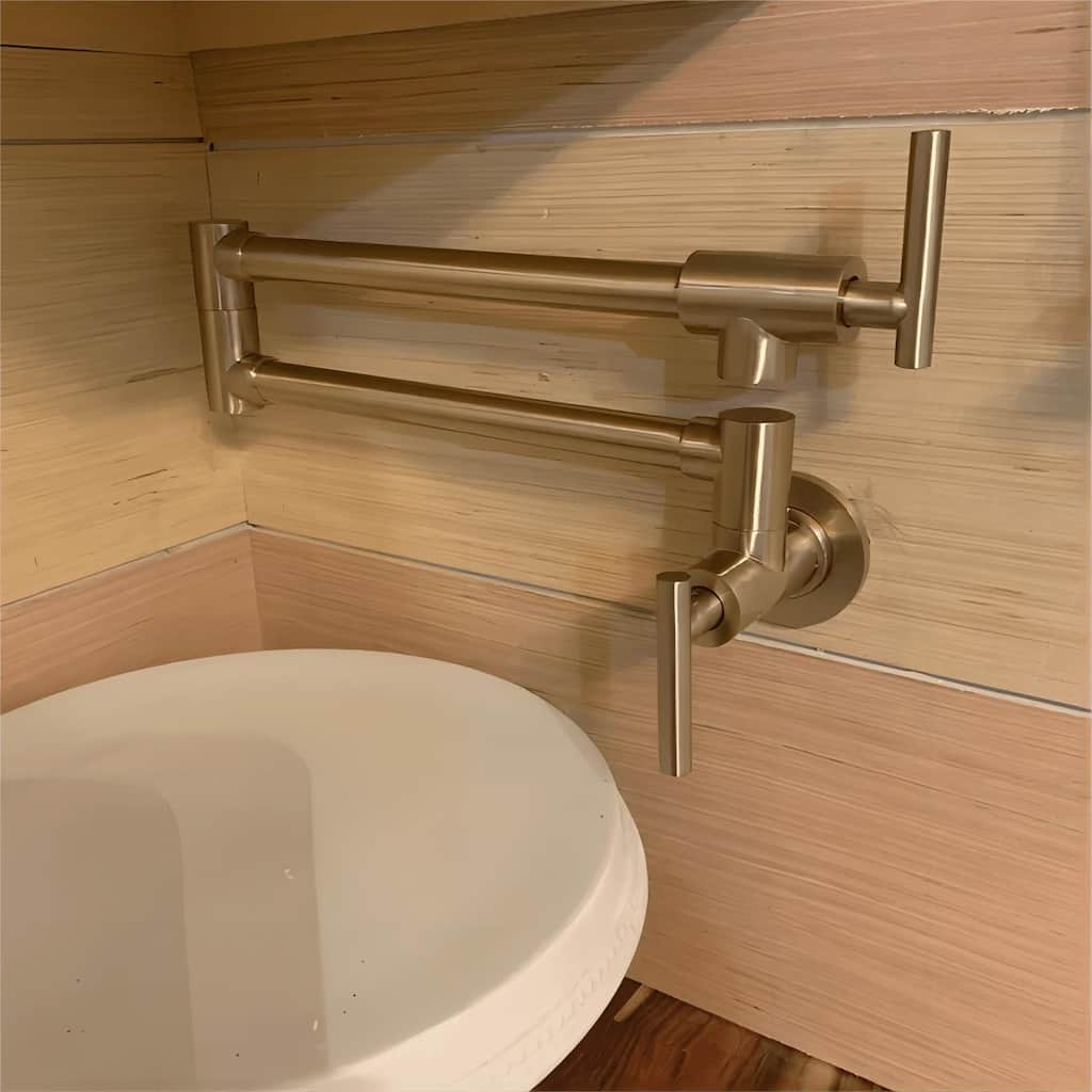 Wall Mount Pot Filler Faucets Folding Stretchable Kitchen Sink Faucet with Joint Swing Arms Kitchen Faucet with 2 Handles