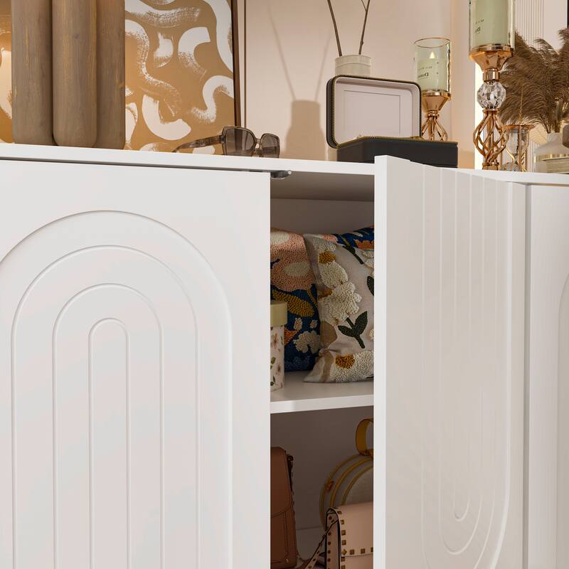 White Sideboard Bookcase Kitchen Cabinet Buffet Credenza End Table Whie/Black