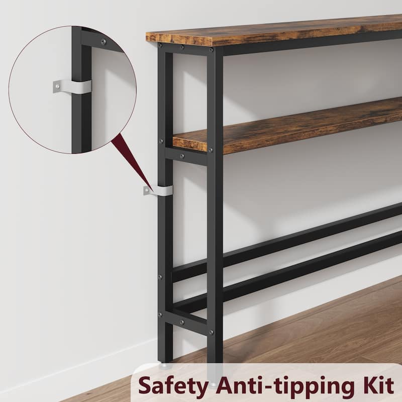 Narrow Console Table 2-Tier Sofa Table with Adjustable Shelf