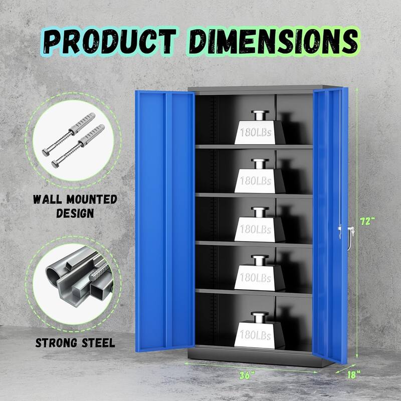 Garage Cabinet Tool Storage Workbenches with Locking Doors and Adjustable Shelves