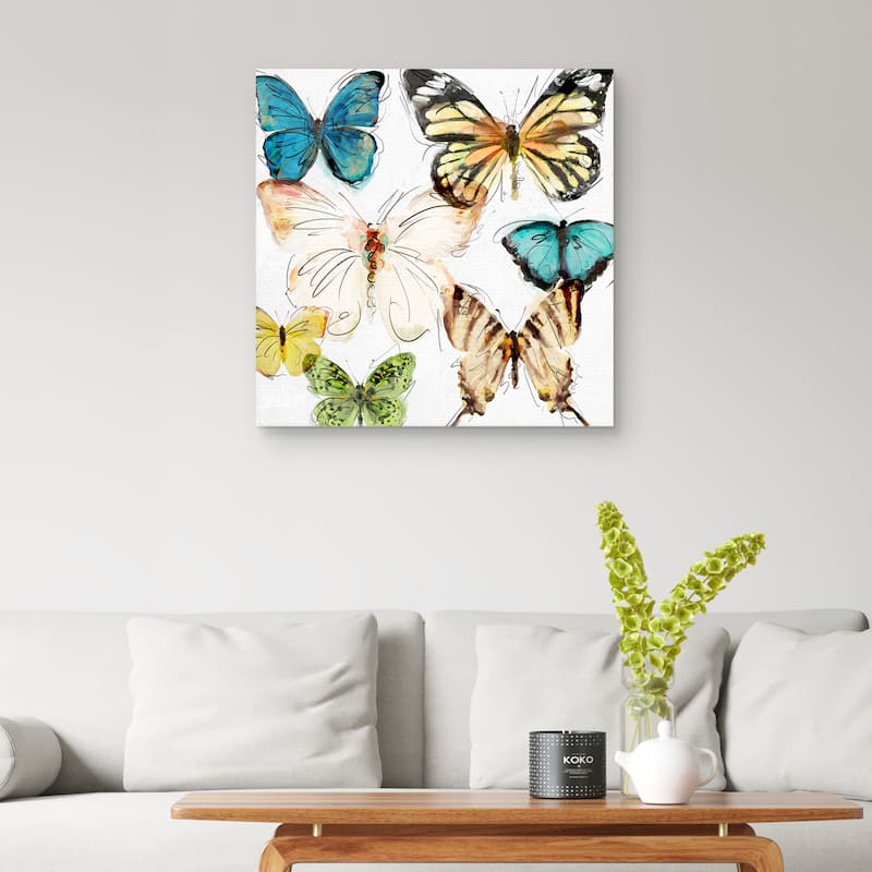 Les Papillons 2 by Studio Arts Canvas Art Print