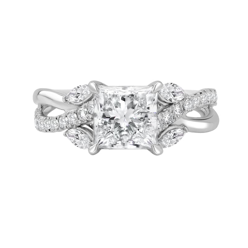 Auriya 14k Gold 5 3/5ctw Princess Lab grown Twisted-Shank Diamond Engagement Ring (E-F VS)