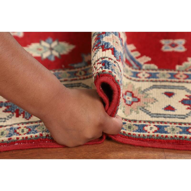 Red Kazak Foyer Rug Hand-Knotted Wool Carpet - 3'5" x 4'9"