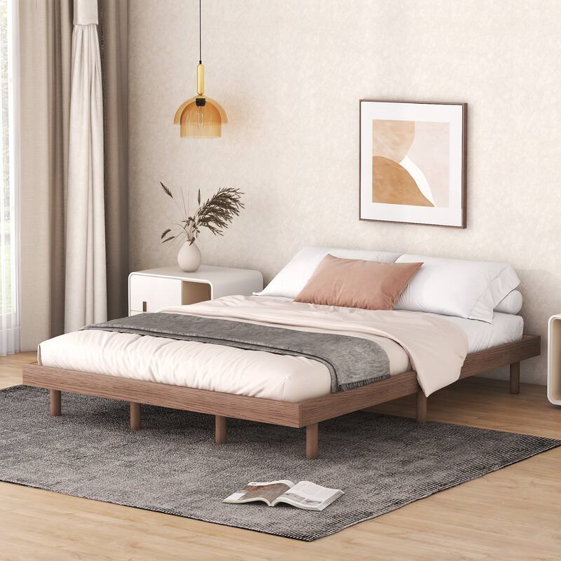 Modern Design Queen Size Floating Platform Bed Frame, White