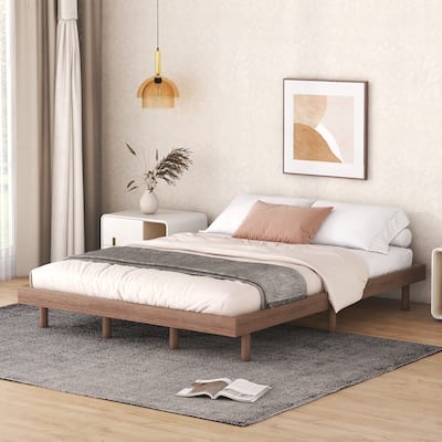 Modern Floating Bed Frame with Sturdy Legs, Twin/Full/Queen Size Floating Platform Bed for Bedroom Guestroom