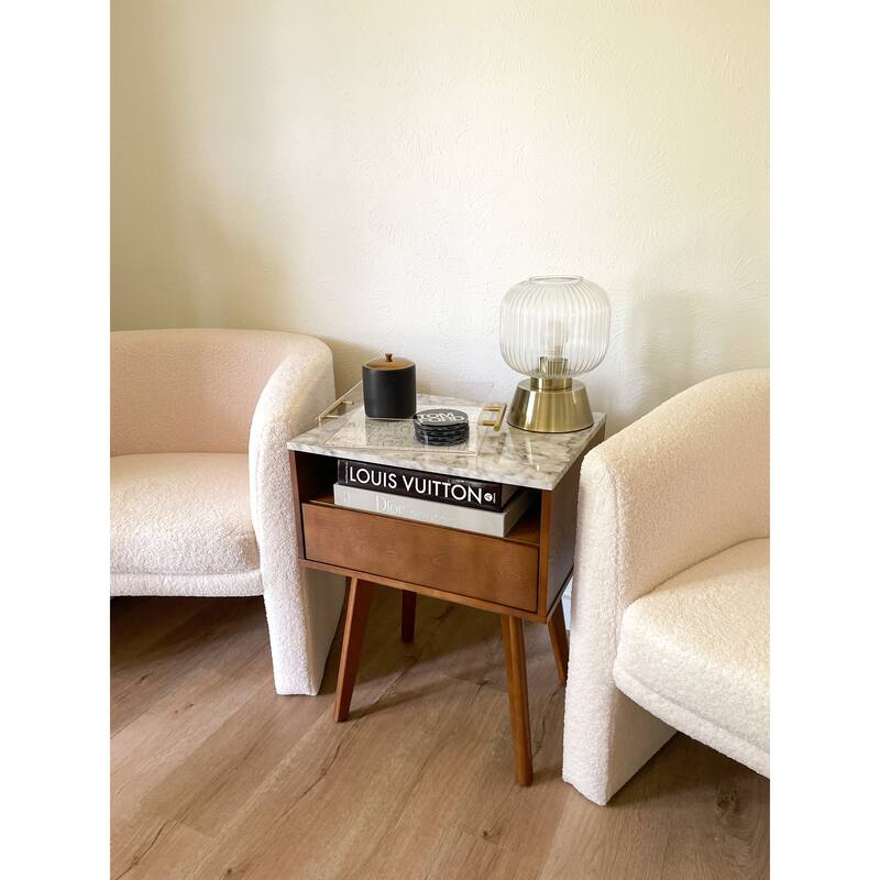 Nathan James James Side Table, Faux Marble Top