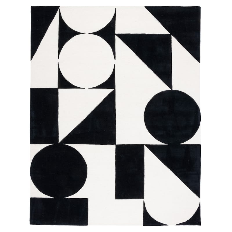 SAFAVIEH Handmade Rodeo Drive Rhianna Mid-Century Modern Wool Rug - 8' x 10' - Ivory/Black