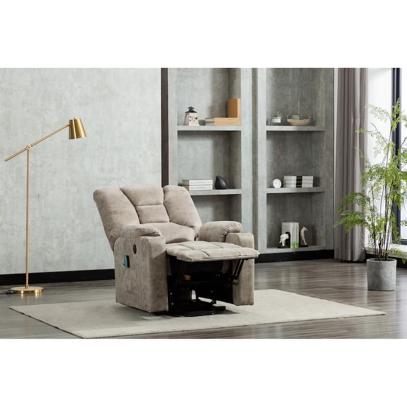 Microfiber Power Motion Heating Message Recliner with USB Charge Port
