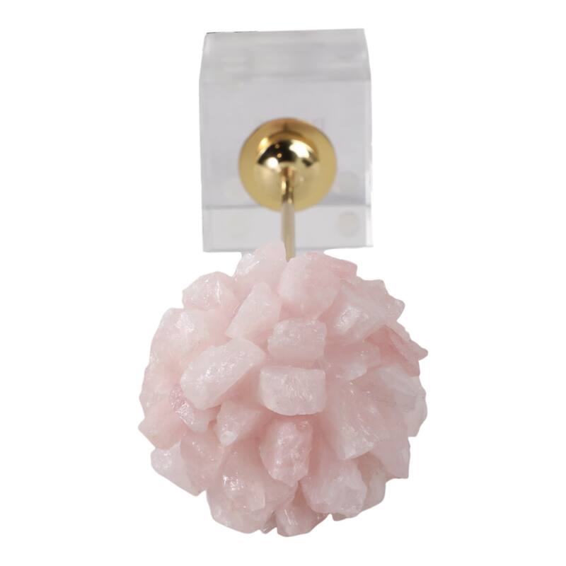 Metal Marble Decorative Sculpture Clustered Crystal Form on Cubic Base