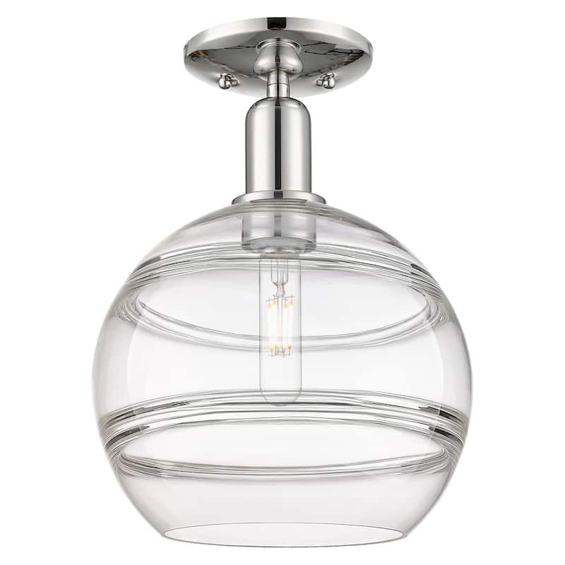 Innovations Lighting 716-1C-14-10 Rochester Semi-Flush Rochester 10" - Polished Nickel / Clear