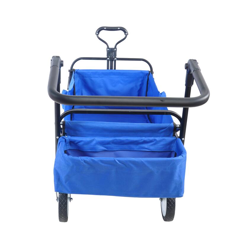Heavy-Duty Folding Utility Cart with 360-Degree Swivel Wheels Adjustable Handle Steel Frame - 53.5*20.08*42.52in