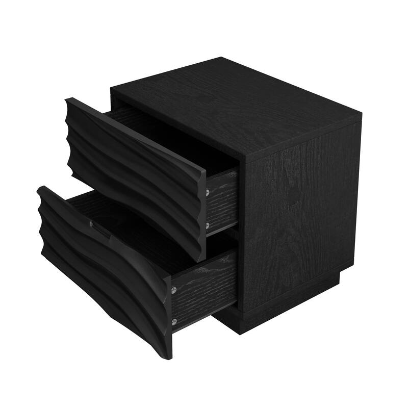 GDFStudio Orinthian Pine Solid Wood Nightstand with 2 Silent Slide Drawers