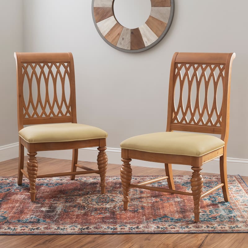 Linon Holden Solid Wood Farmhouse Side Dining Chair (Set of 2) - Brown/Tan