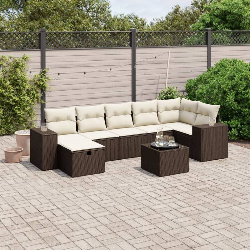 vidaXL Garden Sofa Set - Brown and cream 8 Piece