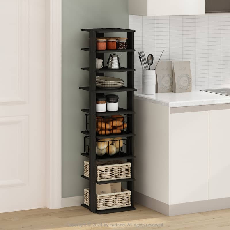 8 Tiers Wood Household Shelving Unit in Espresso (12.64 in. W x 51.18 in. H x 12.13 in. D) - 12.64