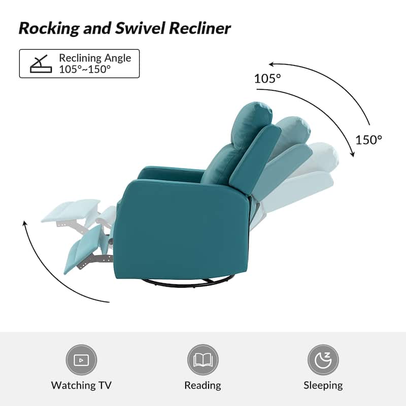 Esteban Modern Faux Leather Manual Rocking Swivel Recliner with Wingback