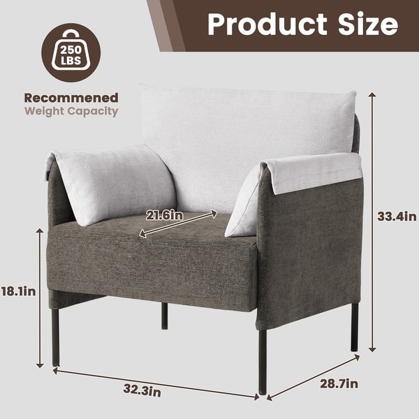 dimension image slide 2 of 3, Two-Tone Upholstered Accent Chair with Wrapped Armrests