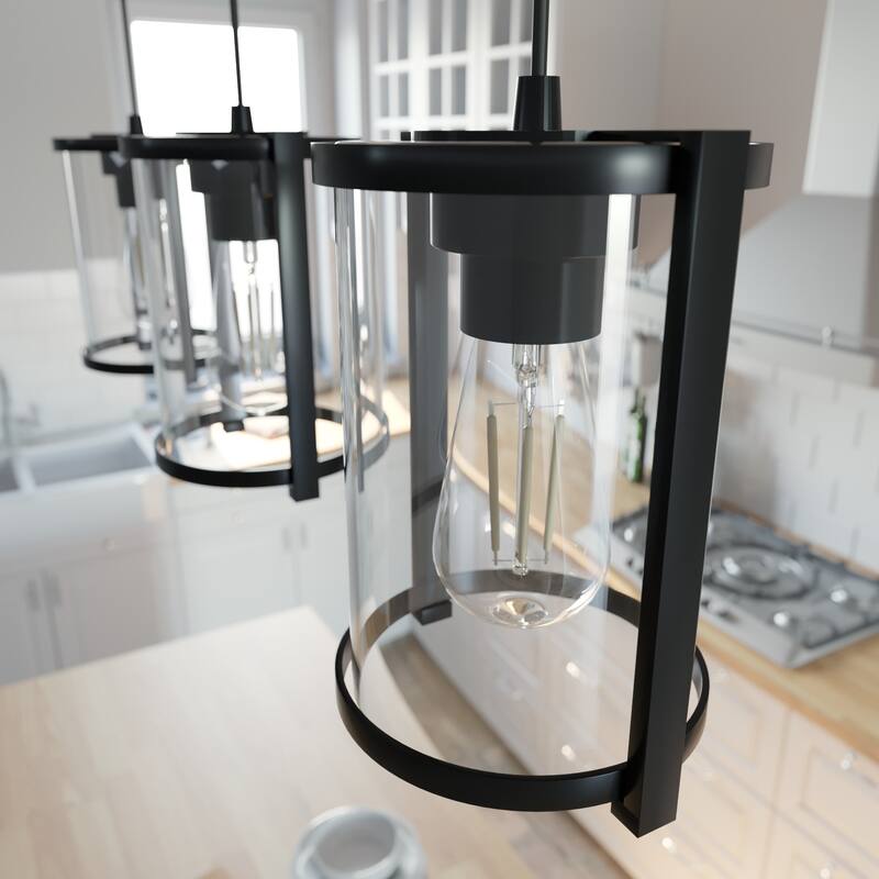 Hunter Astwood 3-Light Linear Cluster, Kitchen Island, Dining Room - Transitional, Contemporary, Modern Farmhouse - Matte Black