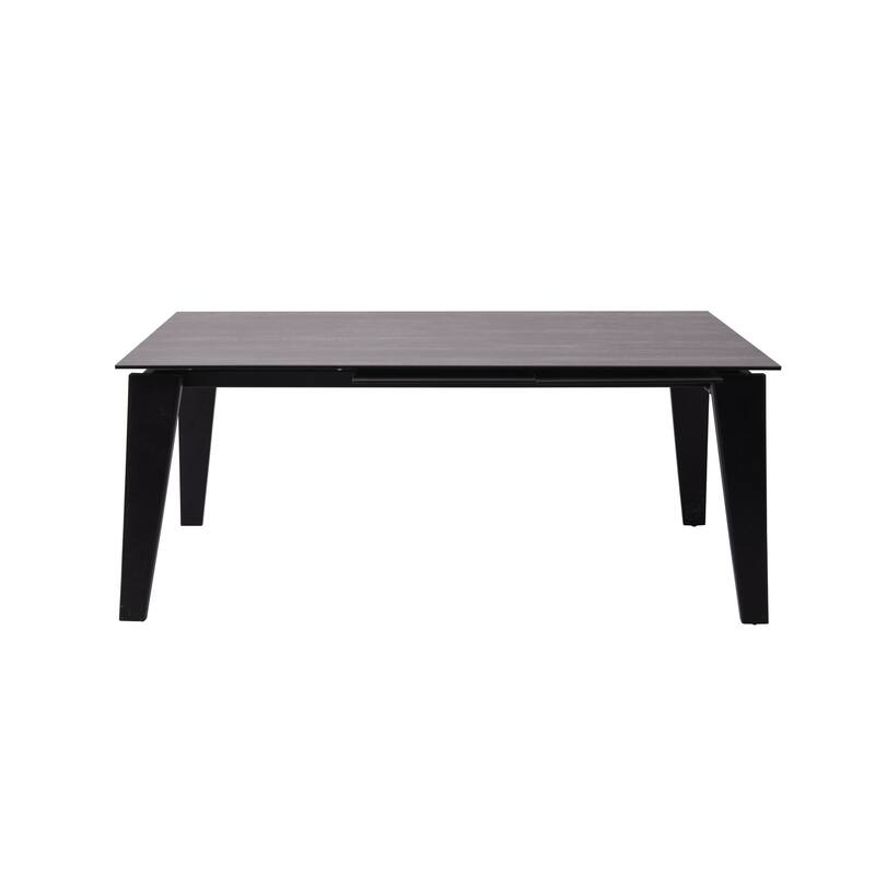 Extendable Dining Table - Glass and Ceramic Top with Durable Steel Base for Dining Room Spaces - 71