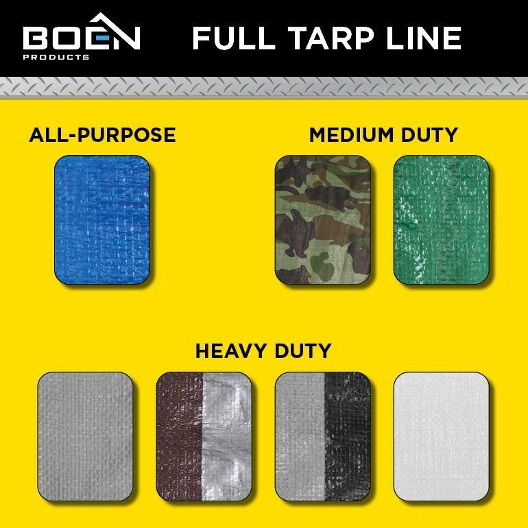 Boen 10' x 12' Blue All-Purpose Polyethylene Tarps, 2Pk