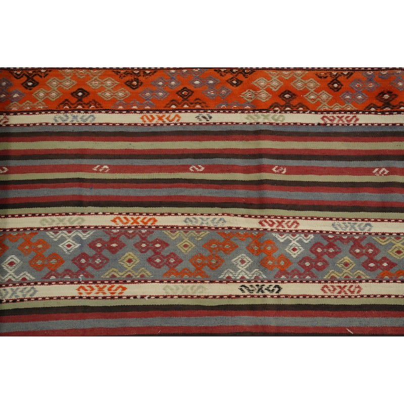 Hand Woven Oriental 100% Wool Carpet Southwestern Tribal Multi-Colored Kilim Area Rug - 8' 5'' X 5' 4''