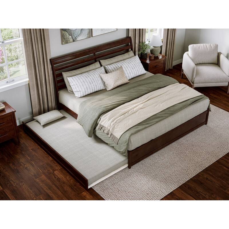 Emelie Platform Bed with Panel Footboard and Twin XL Trundle