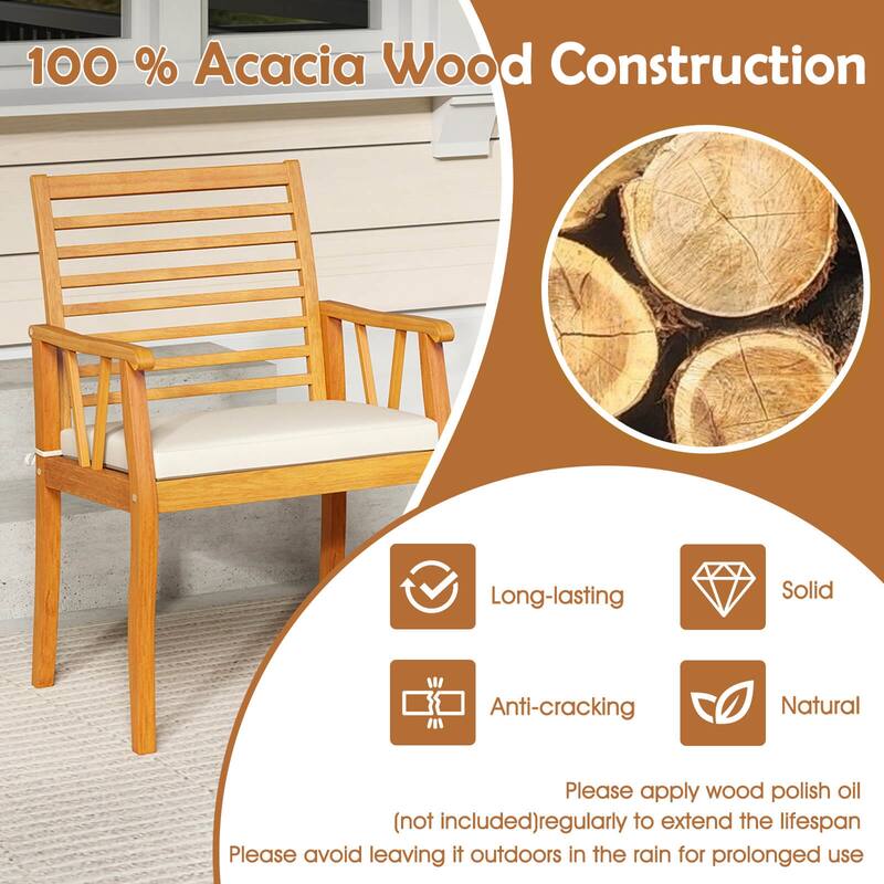 Costway 6 PSC Patio Dining Set Acacia Wood Table and Bench Chairs with - See Details