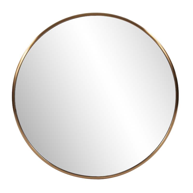20" Antiqued Brushed Brass Round Wall Mirror