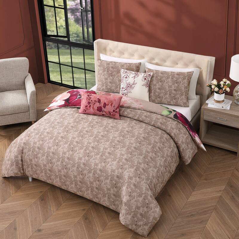 Bebejan Florence 100% Cotton Sateen 5 Piece Reversible Comforter Set