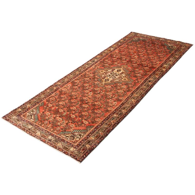 ECARPETGALLERY Hand-knotted Andelz Red Wool Rug - 4' x 11' 5"