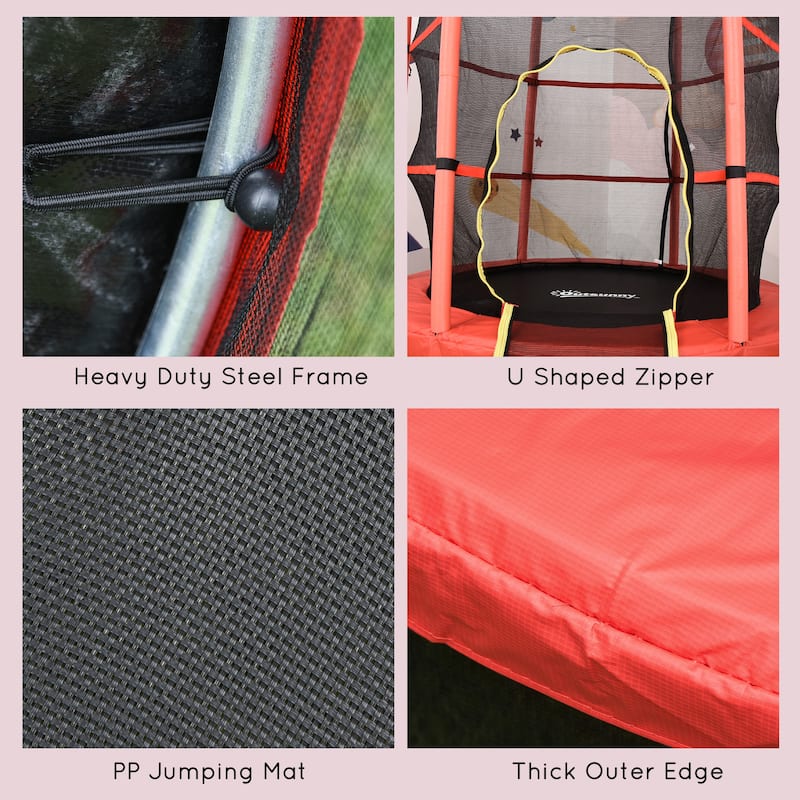 Outsunny 5' Diameter Kids Trampoline with Net for Indoors & Outdoors, Ages 3 to 6