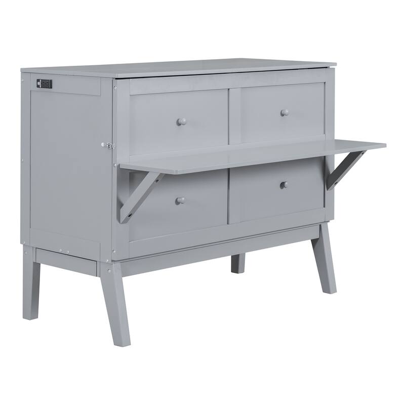 Full Size Murphy Bed with USB Port, Removable Shelves, and Space-Saving Design