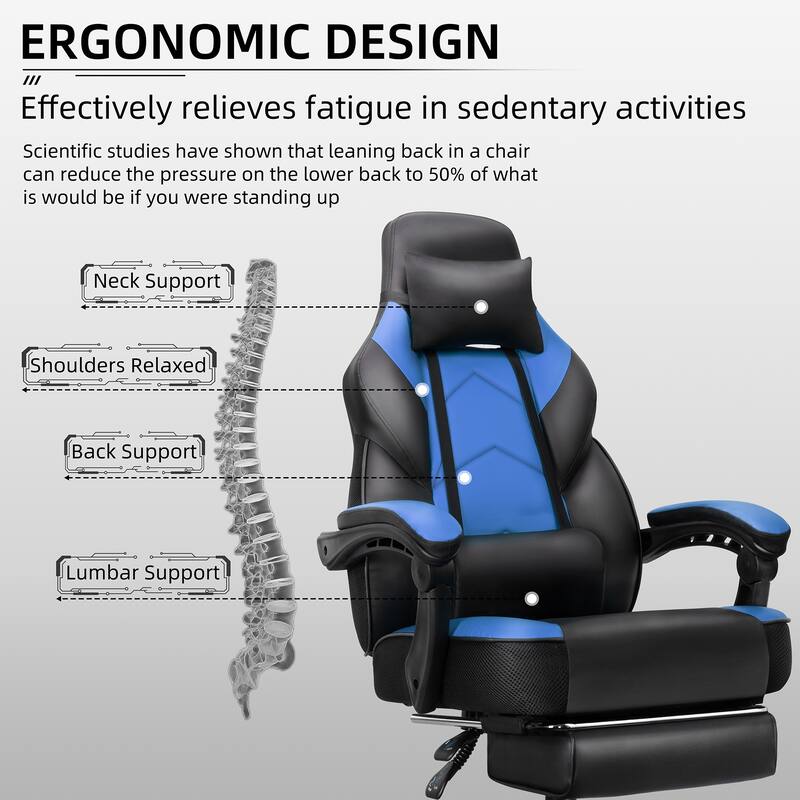 Adjustable Comfortable Game Chair Swiveling PC & Racing with Footrest