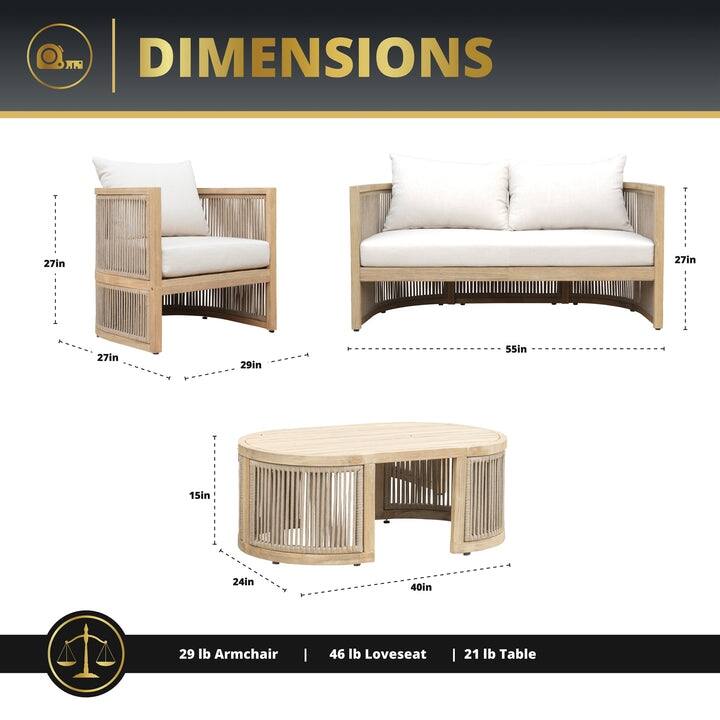 Kinger Home Haven 4-Piece Acacia Rounded Patio Set
