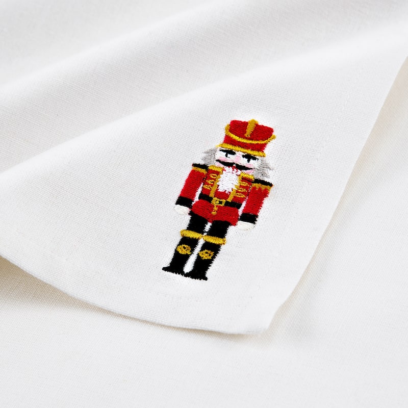 Holiday Embroidered Cotton Napkins, Set of 4 - 17x17