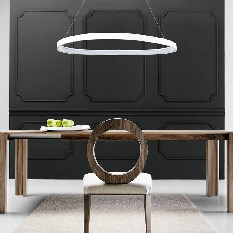 C Cattleya 32-inch Aluminum 3000K Modern LED Chandelier Kitchen Island Pendant Light