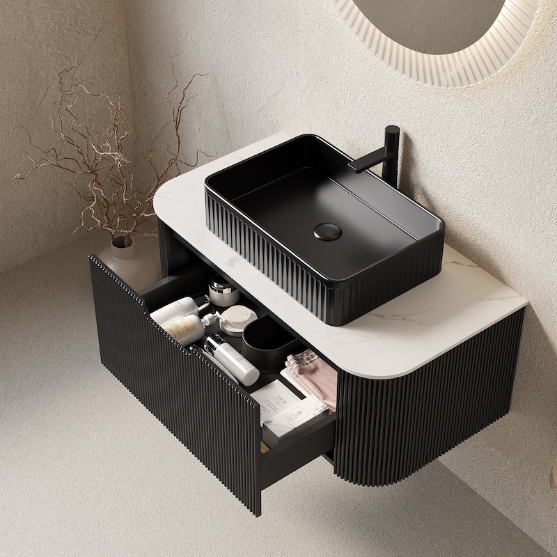 Wall-Mounted Floating Bathroom Vanity with Sink