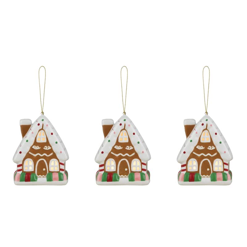 Set of 3 Nostalgic Ceramic Ornament - Gingerbread House