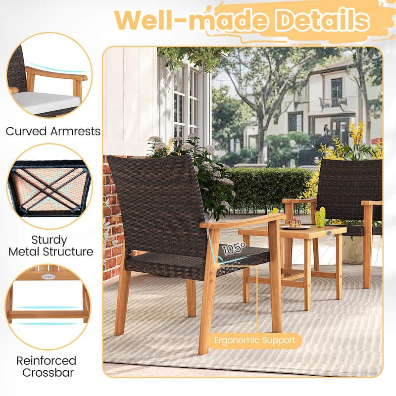Costway 3 PCS Patio PE Wicker Furniture Set with Coffee Table and - See Details