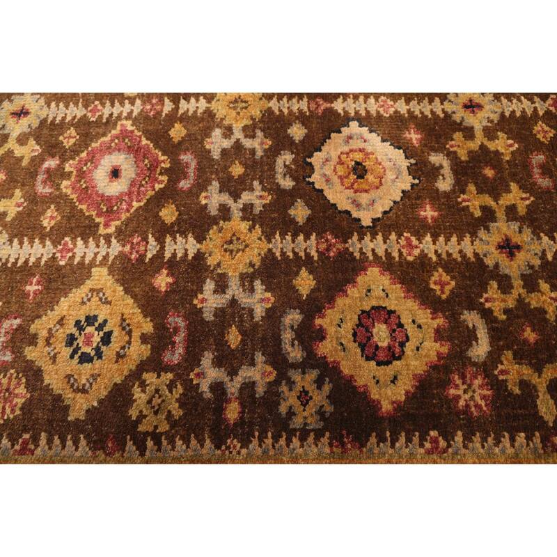 ECARPETGALLERY Hand-knotted Finest Agra Jaipur Dark Brown Wool Rug - 2'6 x 8'1